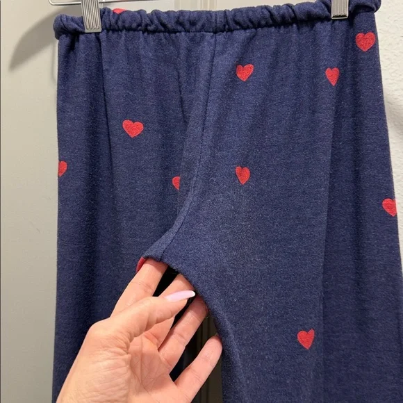Chaser blue red hearts lounge jogger lightweight sweat pants XS - Picture 5 of 7
